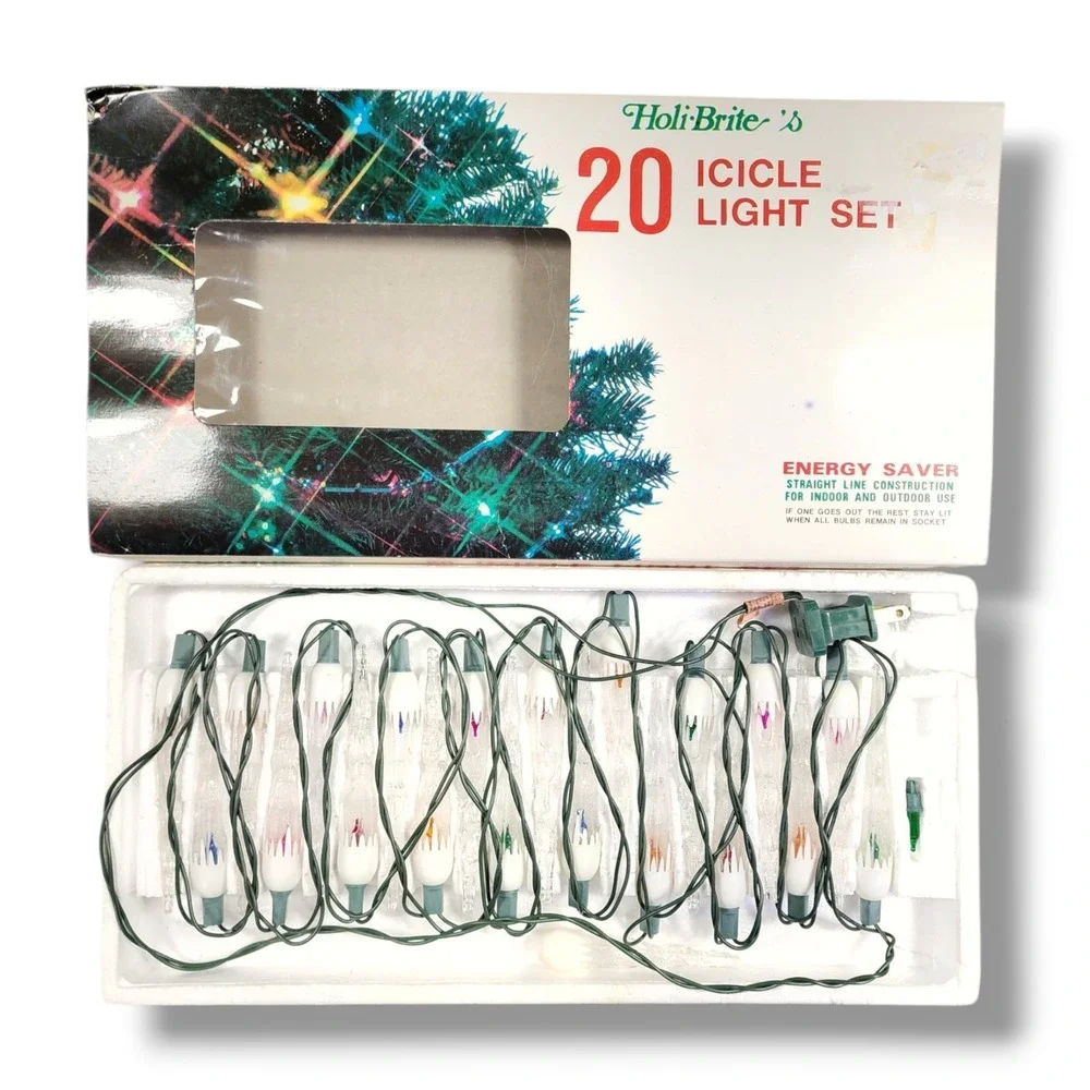 Vintage 80's Indoor/Outdoor 20 Icicle Light Set Multicolor 120V Lot Of‎ 5 New